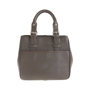 BURBERRY medium check brown leather tote bag with silver hardware